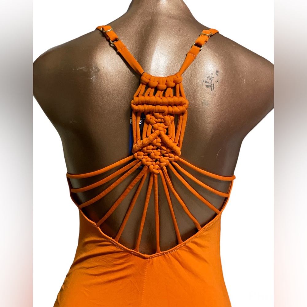 Shirred Halter Macrame One-Piece - Picture 6 of 7